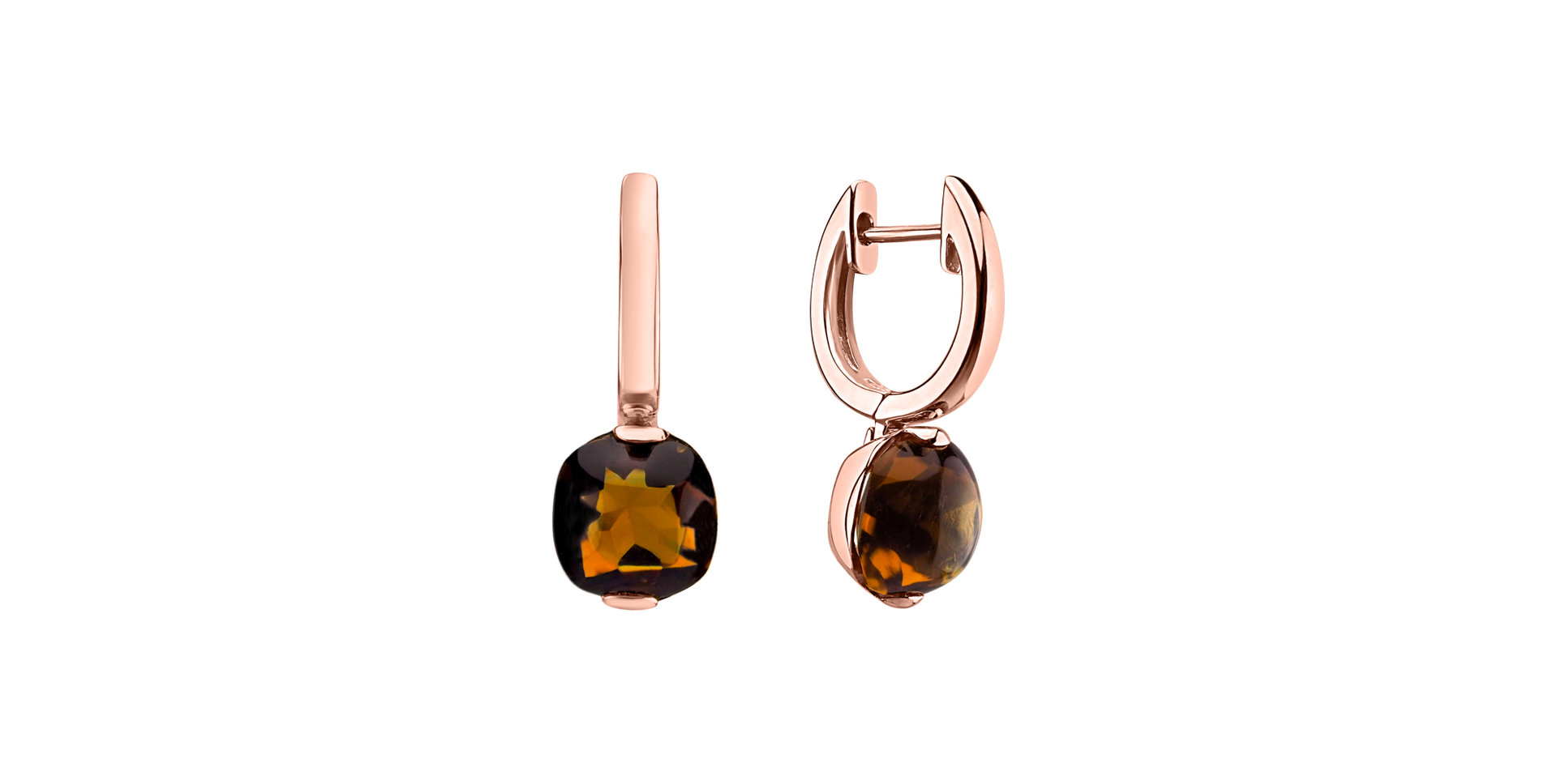 Earrings with Cognac Quartz Bonbon