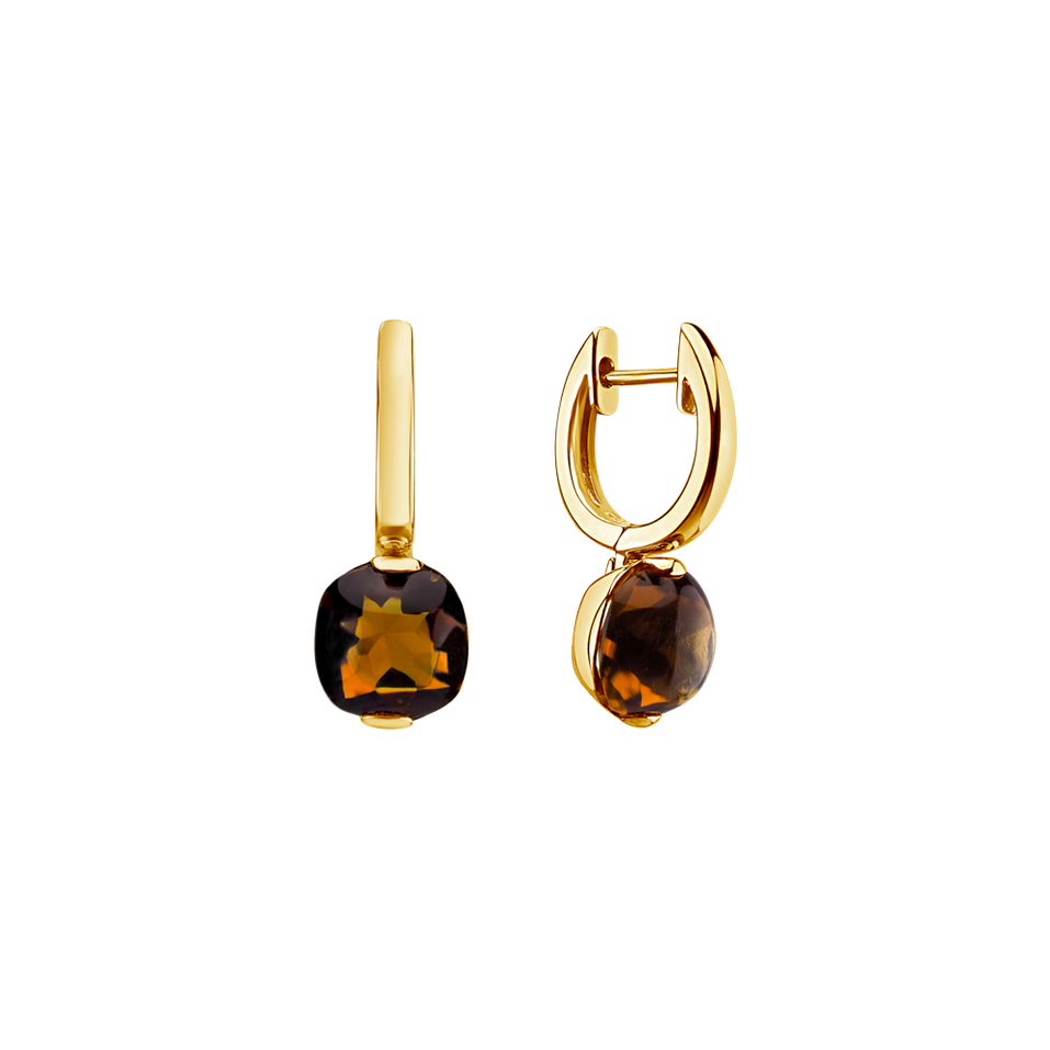 Earrings with Cognac Quartz Bonbon