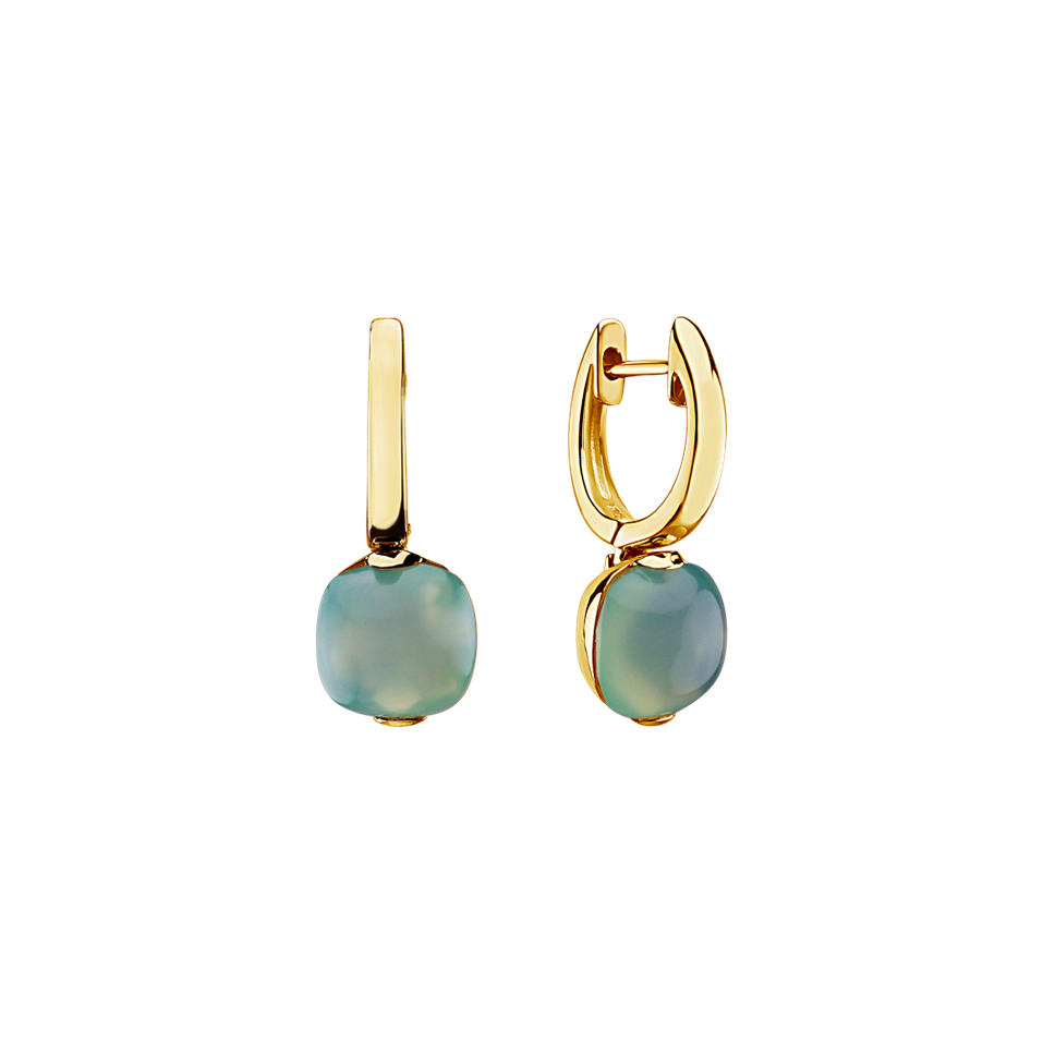 Earrings with Turquoise Chalcedony Bonbon