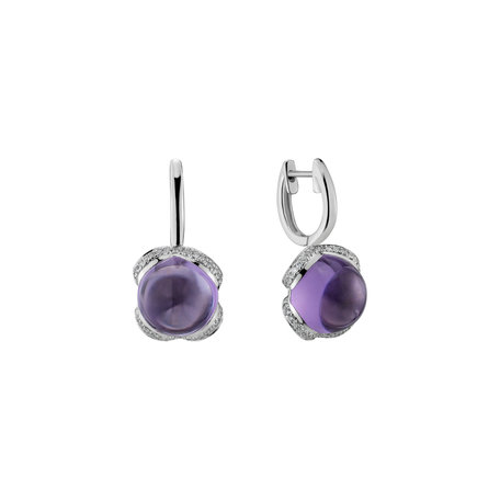 Diamond earrings with Amethyst Rainbow Wish