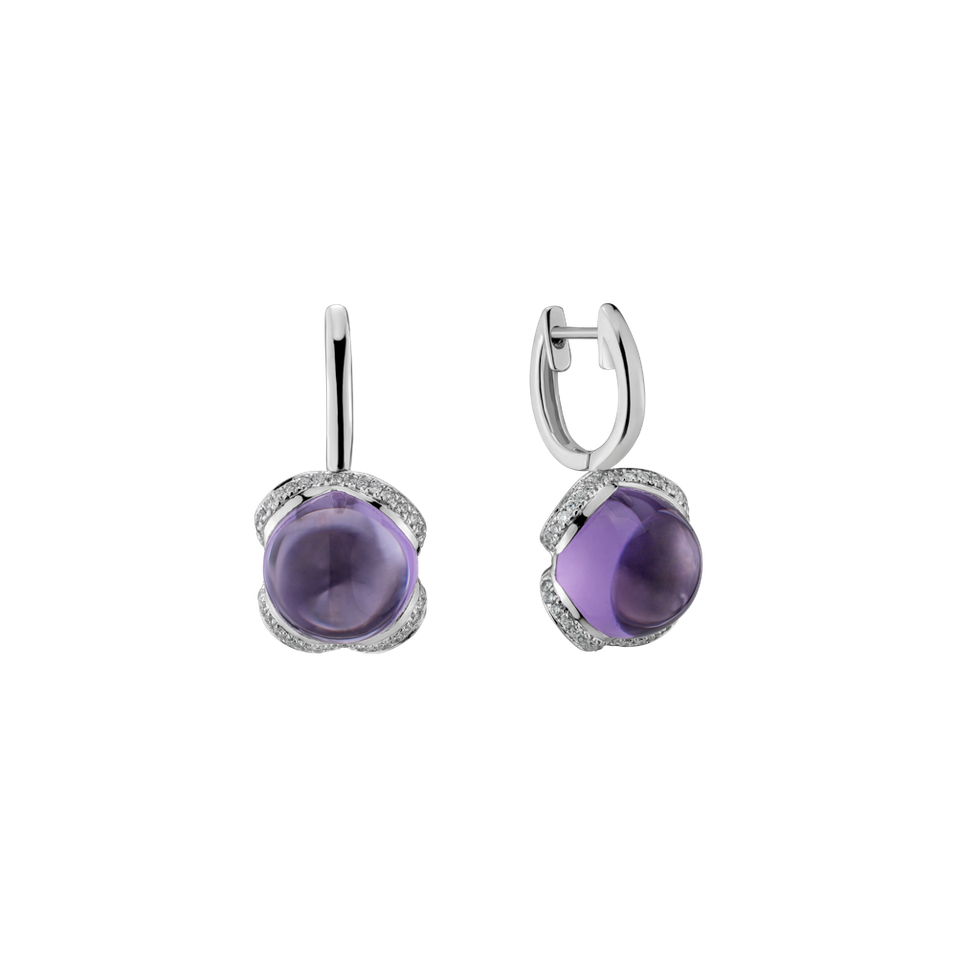 Diamond earrings with Amethyst Rainbow Wish