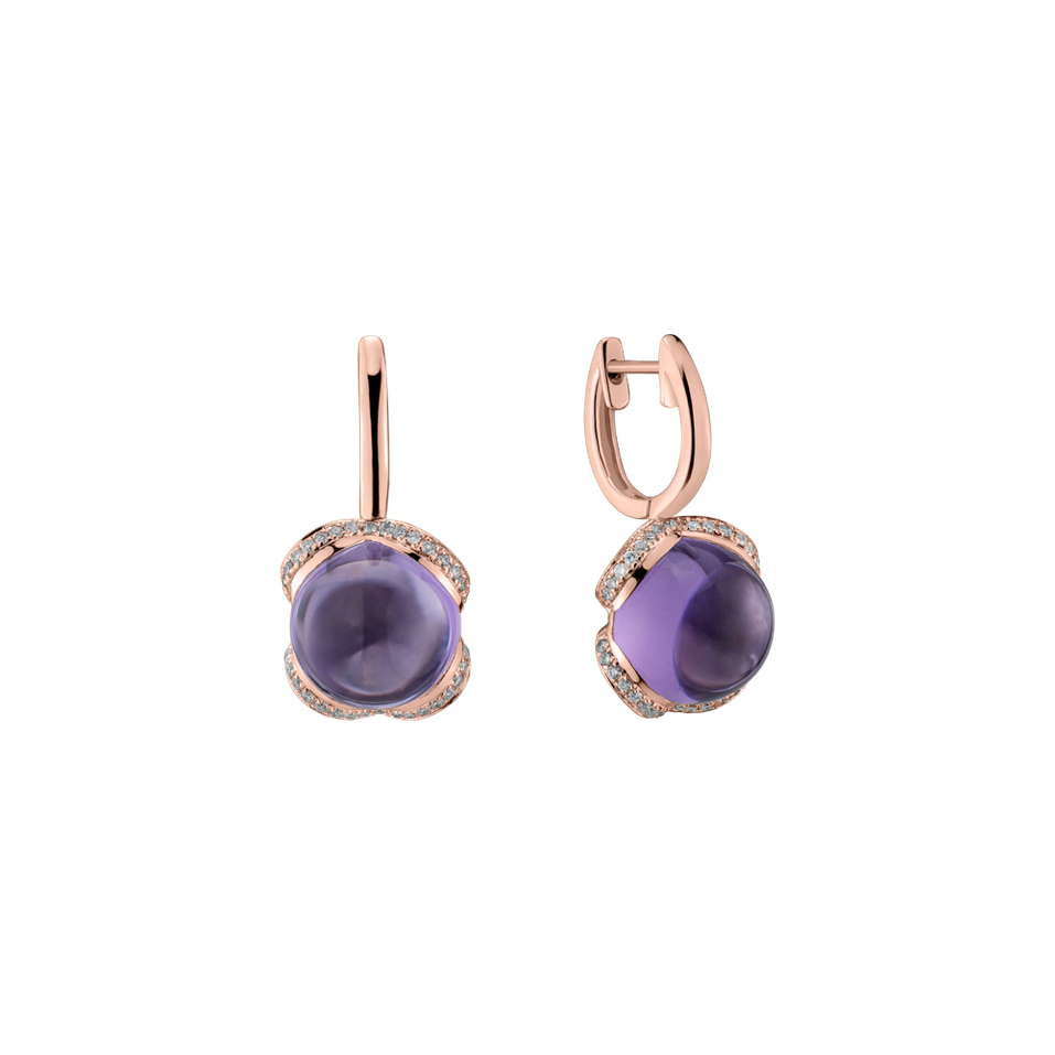 Diamond earrings with Amethyst Rainbow Wish
