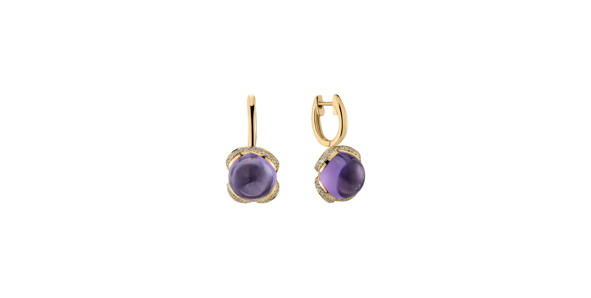 Diamond earrings with Amethyst Rainbow Wish