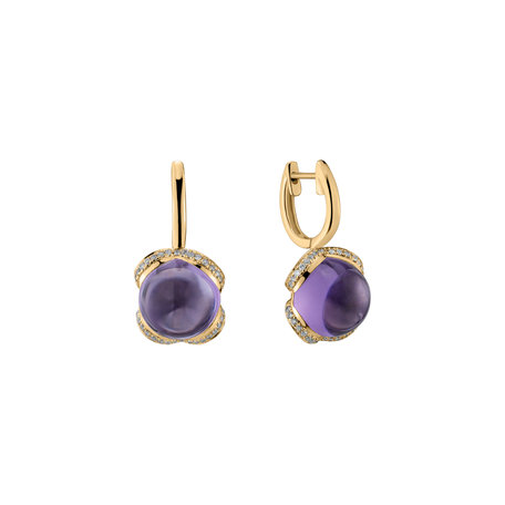 Diamond earrings with Amethyst Rainbow Wish