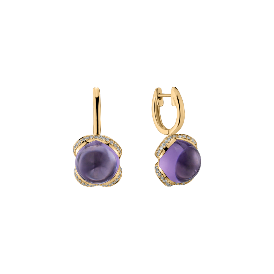 Diamond earrings with Amethyst Rainbow Wish