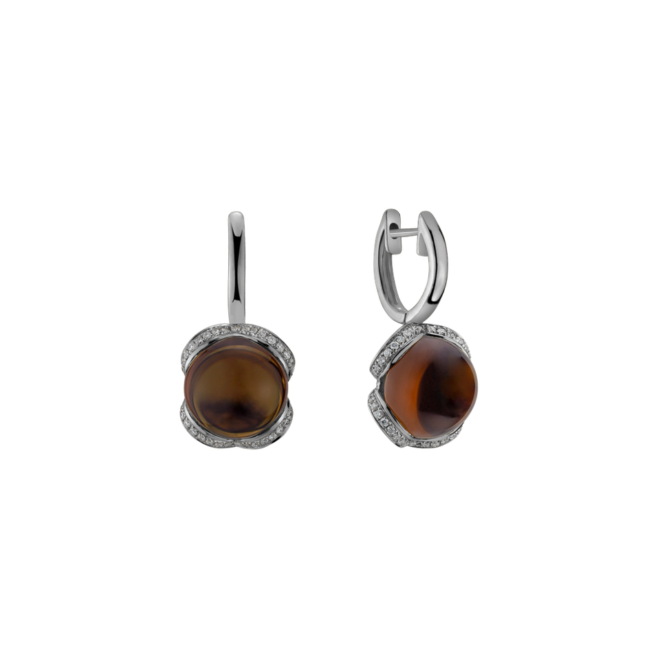 Diamond earrings with Quartz Rainbow Wish