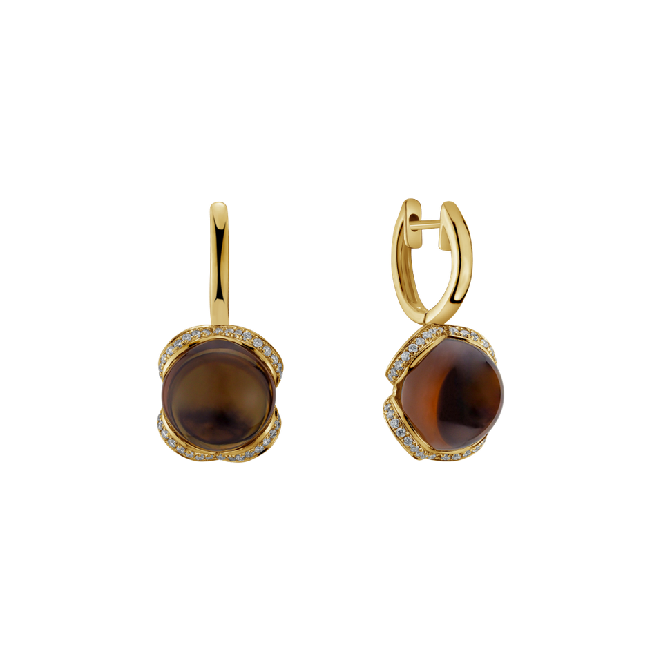 Diamond earrings with Quartz Rainbow Wish