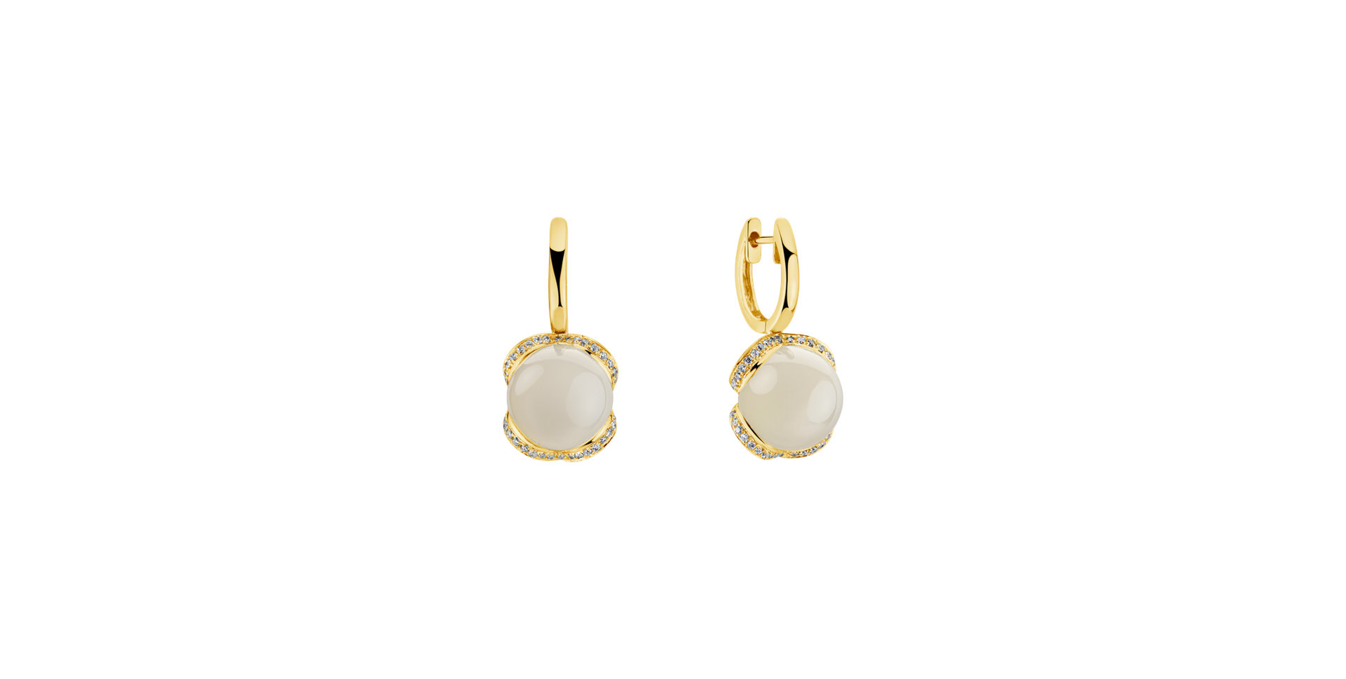 Diamond earrings with Moonstone Rainbow Wish