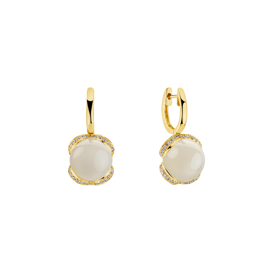 Diamond earrings with Moonstone Rainbow Wish