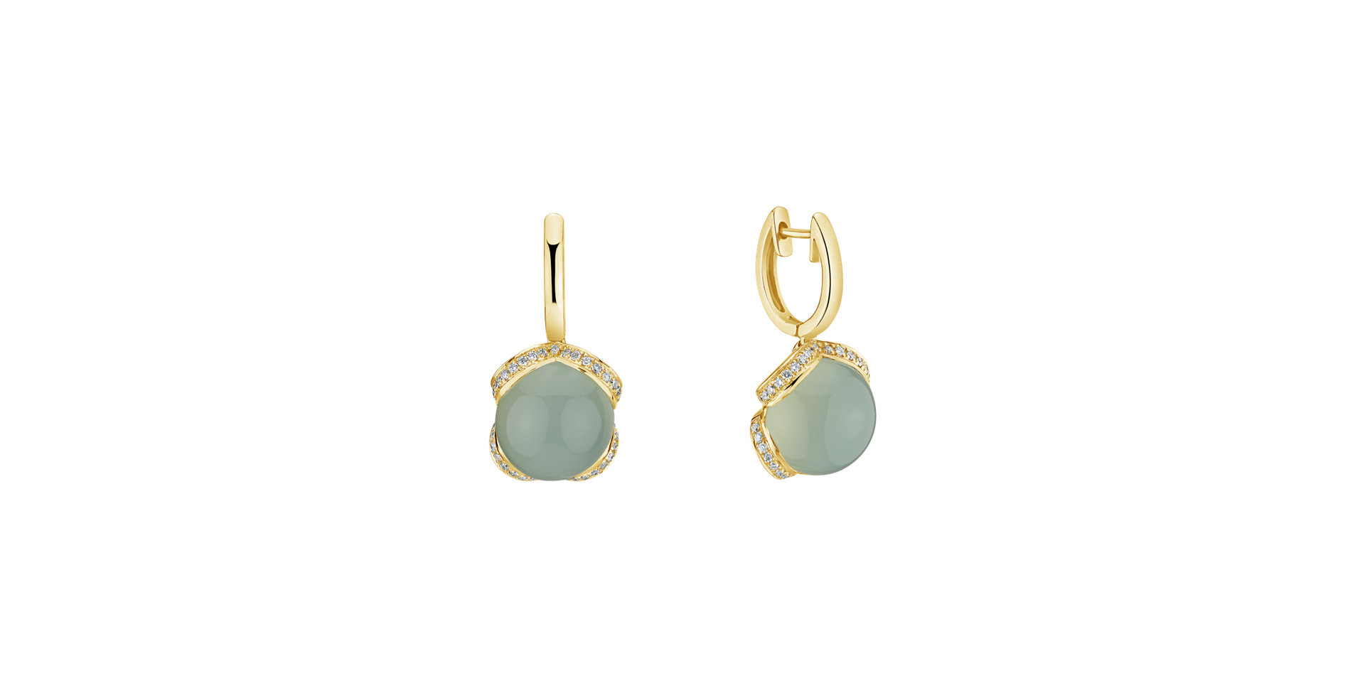 Diamond earrings with Chalcedony Rainbow Wish