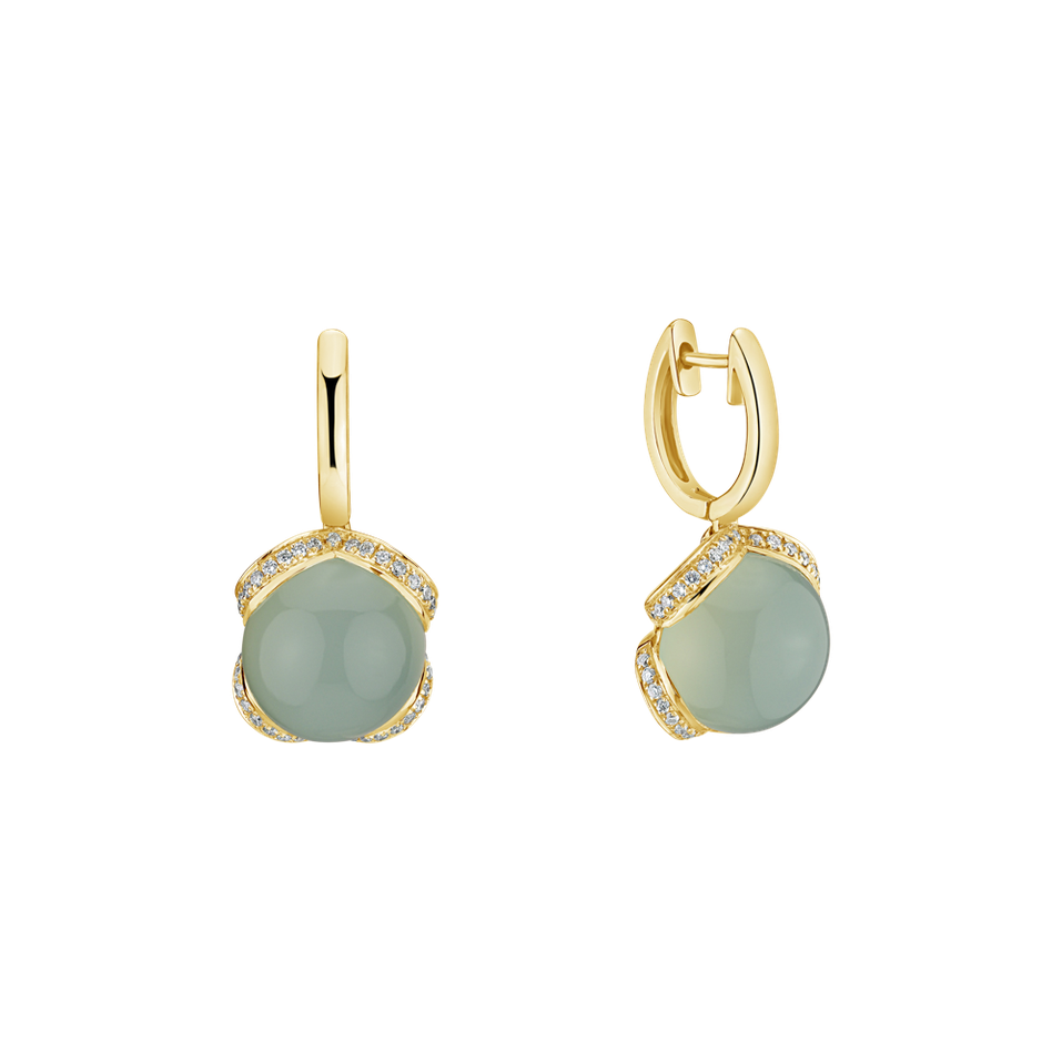 Diamond earrings with Chalcedony Rainbow Wish