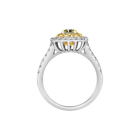 Ring with yellow and white diamonds Sparkling Rise