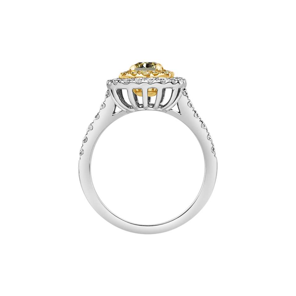 Ring with yellow and white diamonds Sparkling Rise