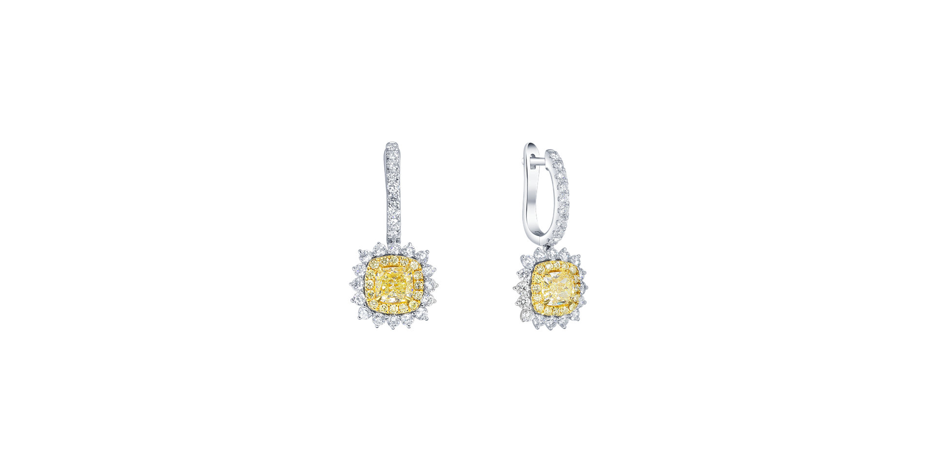 Earrings with yellow and white diamonds Infinite Sunday