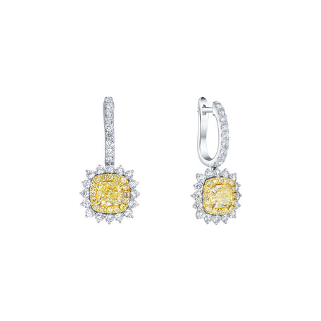 Earrings with yellow and white diamonds Infinite Sunday