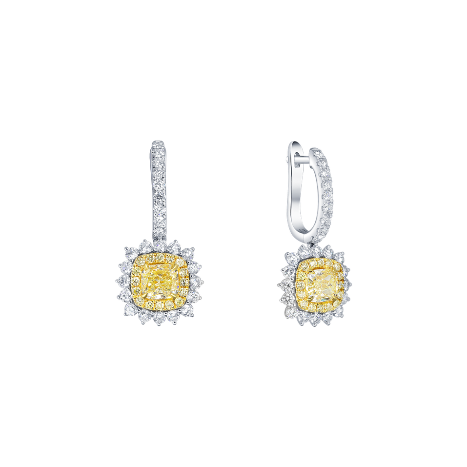 Earrings with yellow and white diamonds Infinite Sunday
