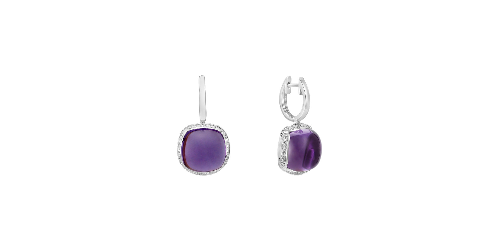 Diamond earrings with Amethyst Mystic Drop