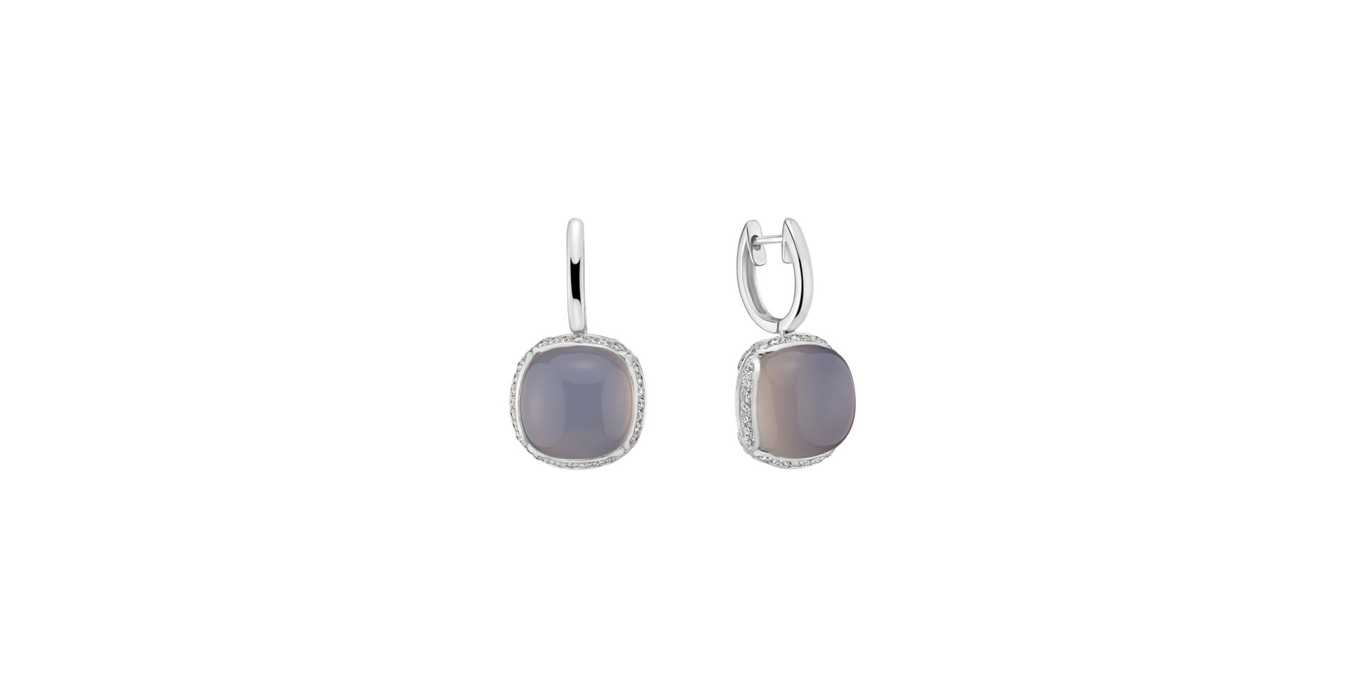 Diamond earrings with Chalcedony Mystic Drop