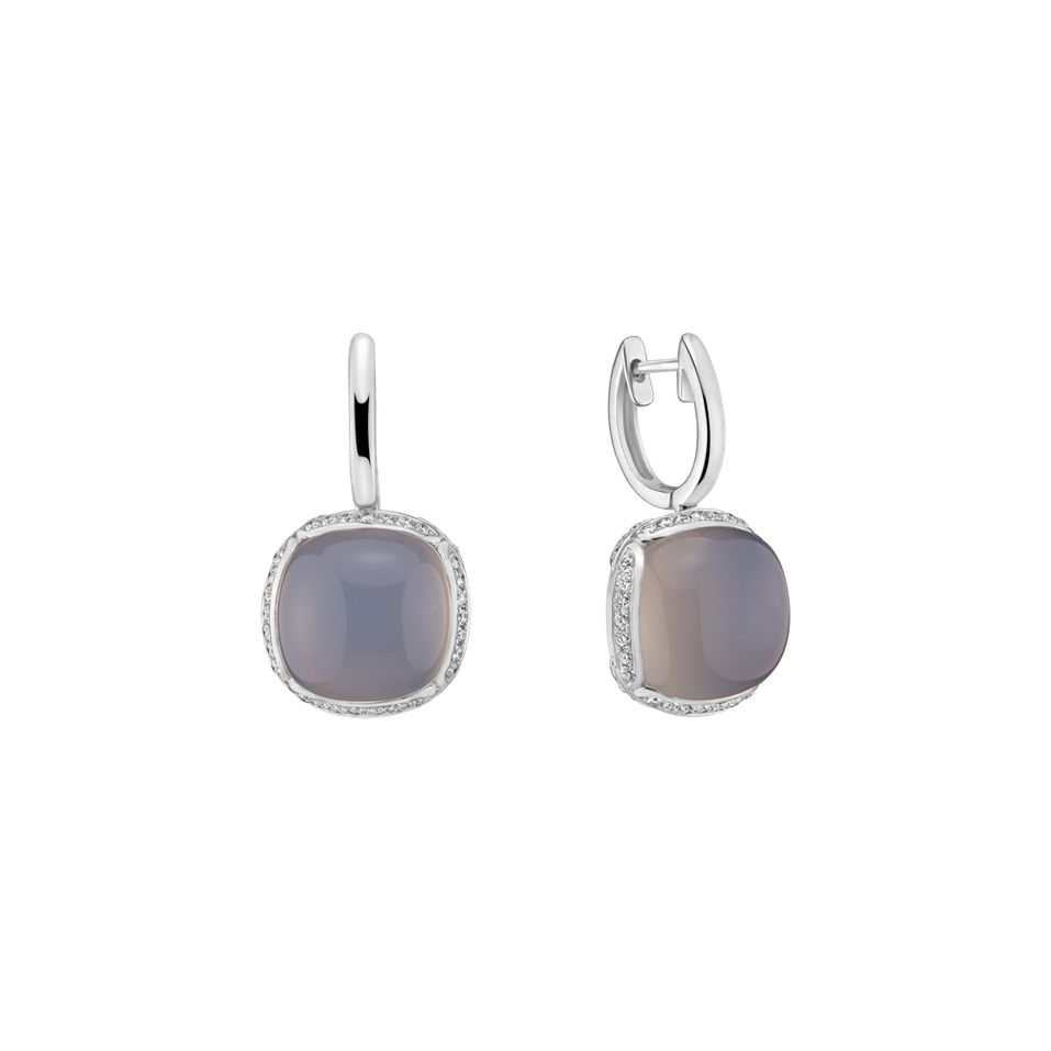 Diamond earrings with Chalcedony Mystic Drop