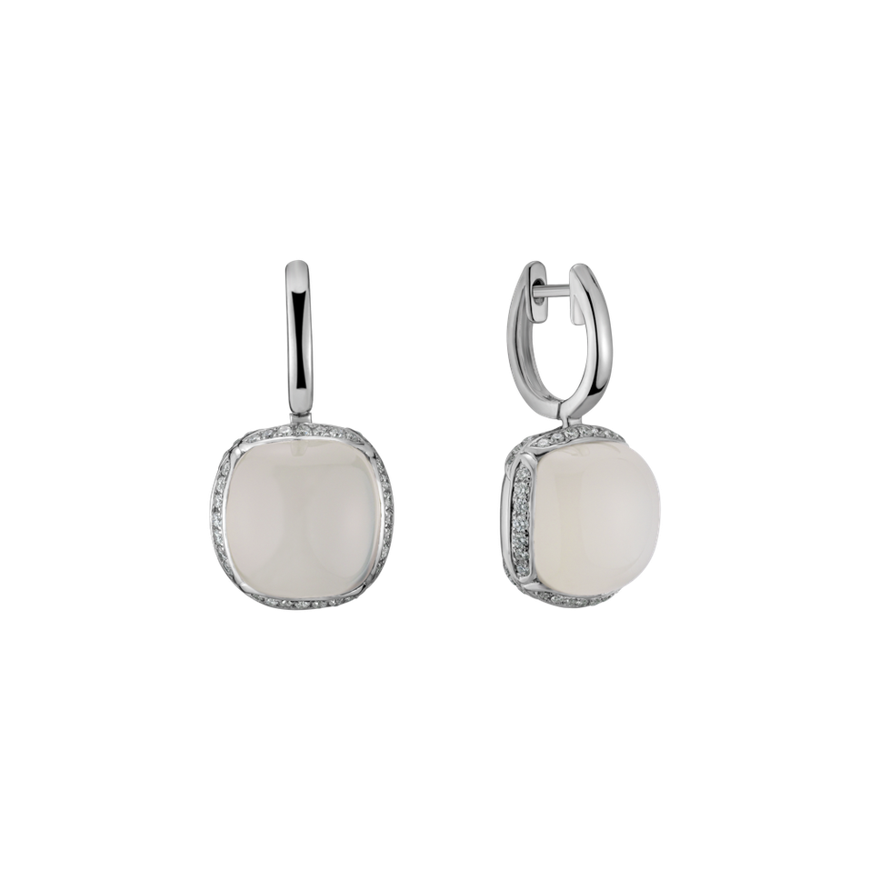 Diamond earrings with Moonstone Mystic Drop
