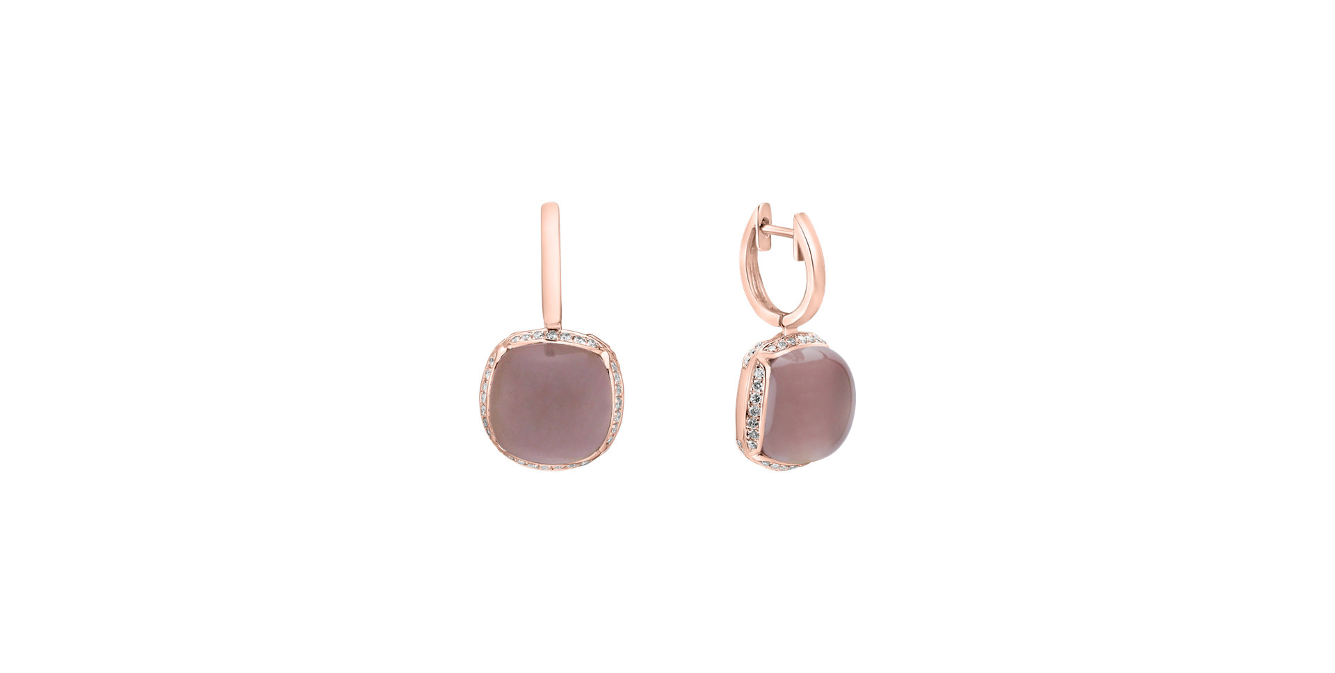 Diamond earrings with Rose Quartz Mystic Drop