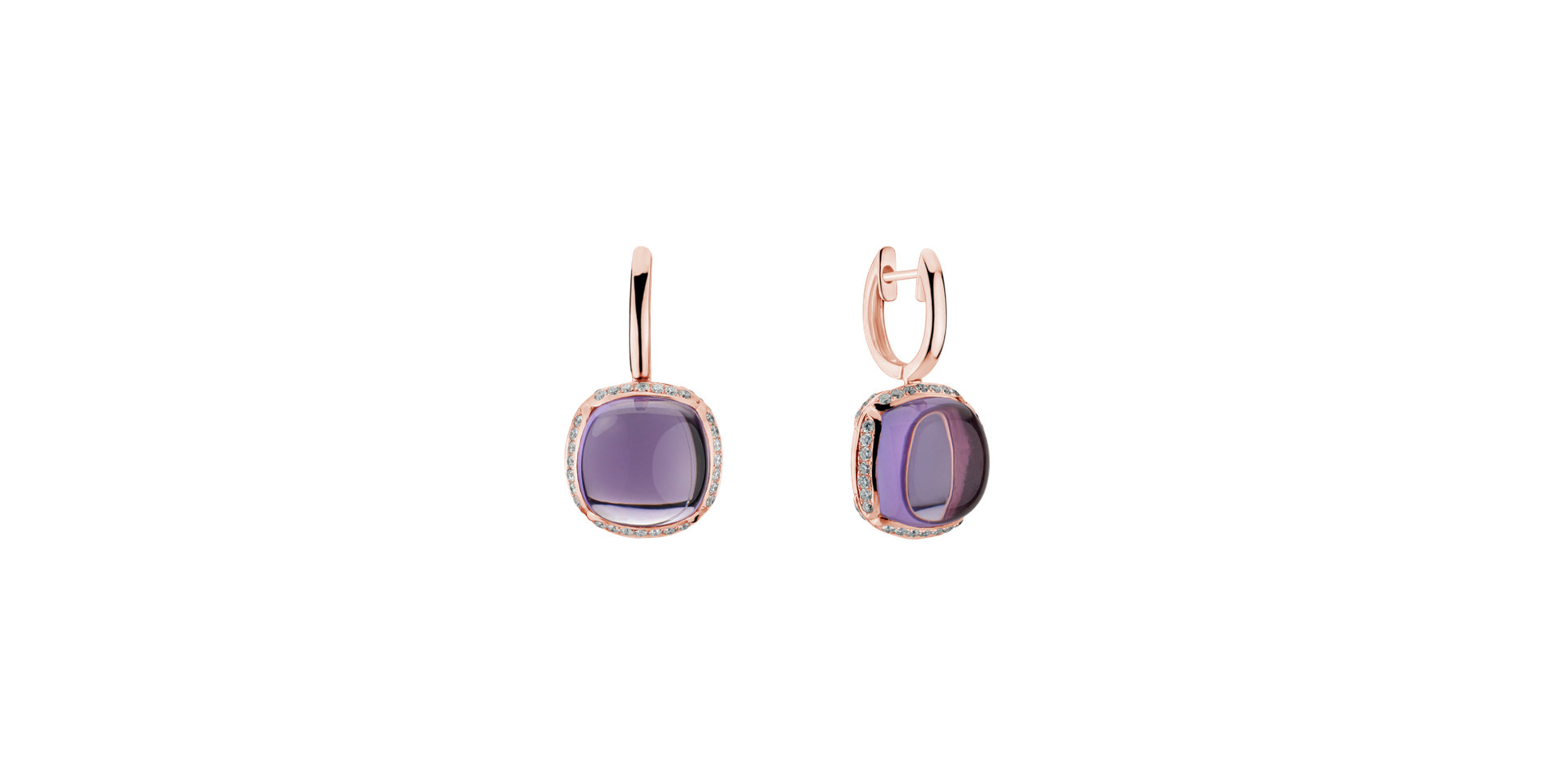 Diamond earrings with Amethyst Mystic Drop