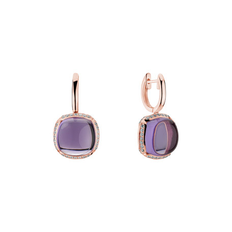 Diamond earrings with Amethyst Mystic Drop