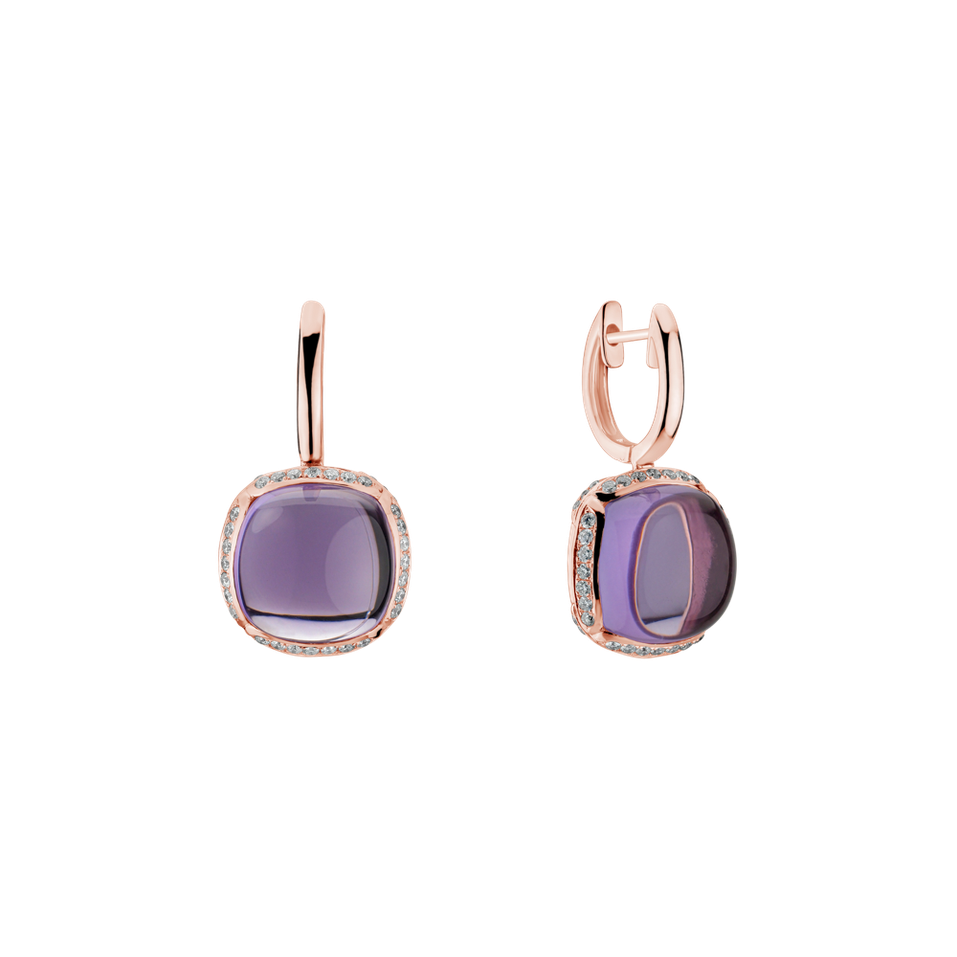 Diamond earrings with Amethyst Mystic Drop