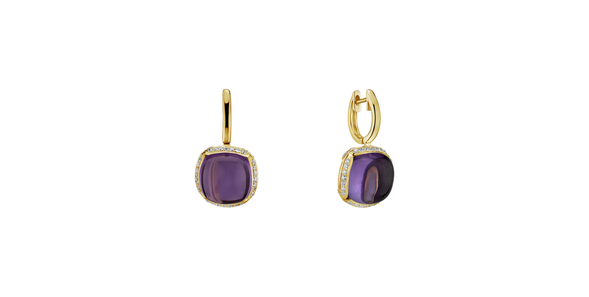 Diamond earrings with Amethyst Mystic Drop