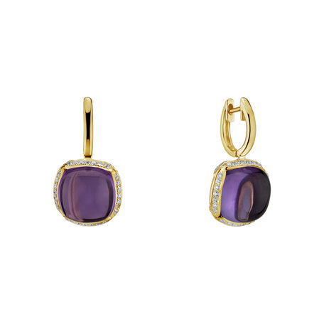 Diamond earrings with Amethyst Mystic Drop