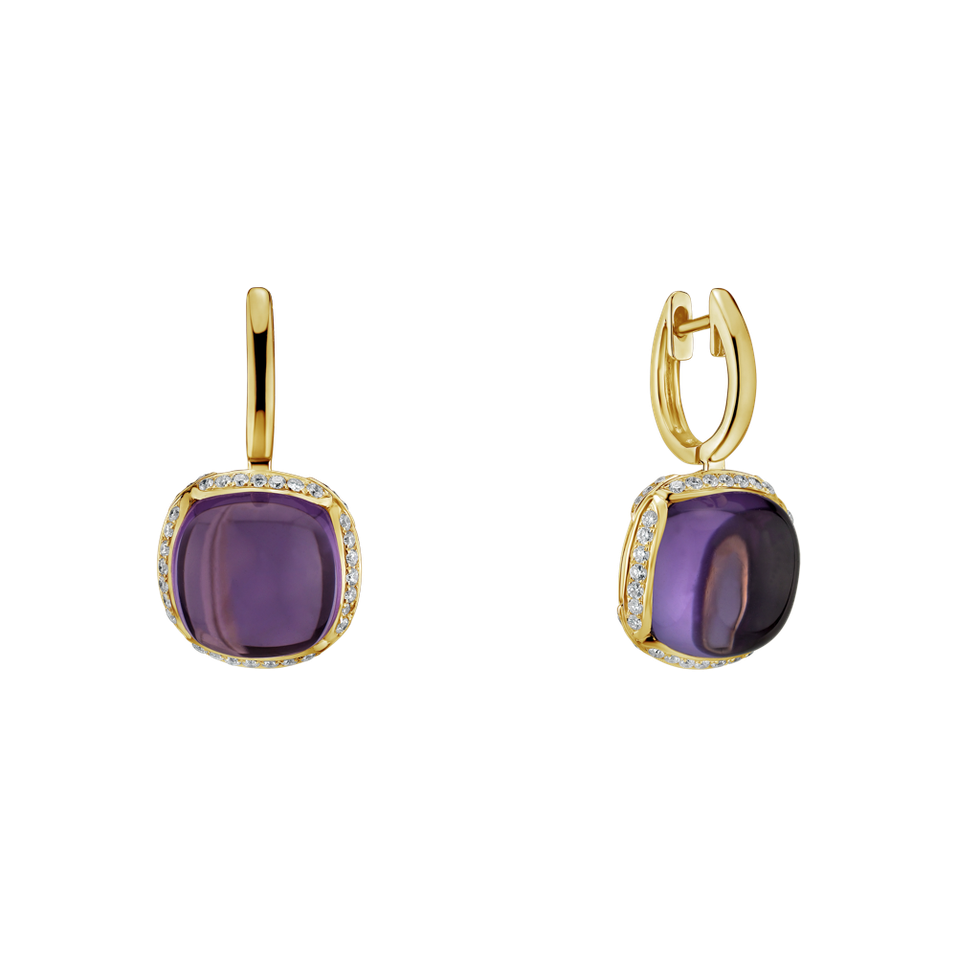 Diamond earrings with Amethyst Mystic Drop