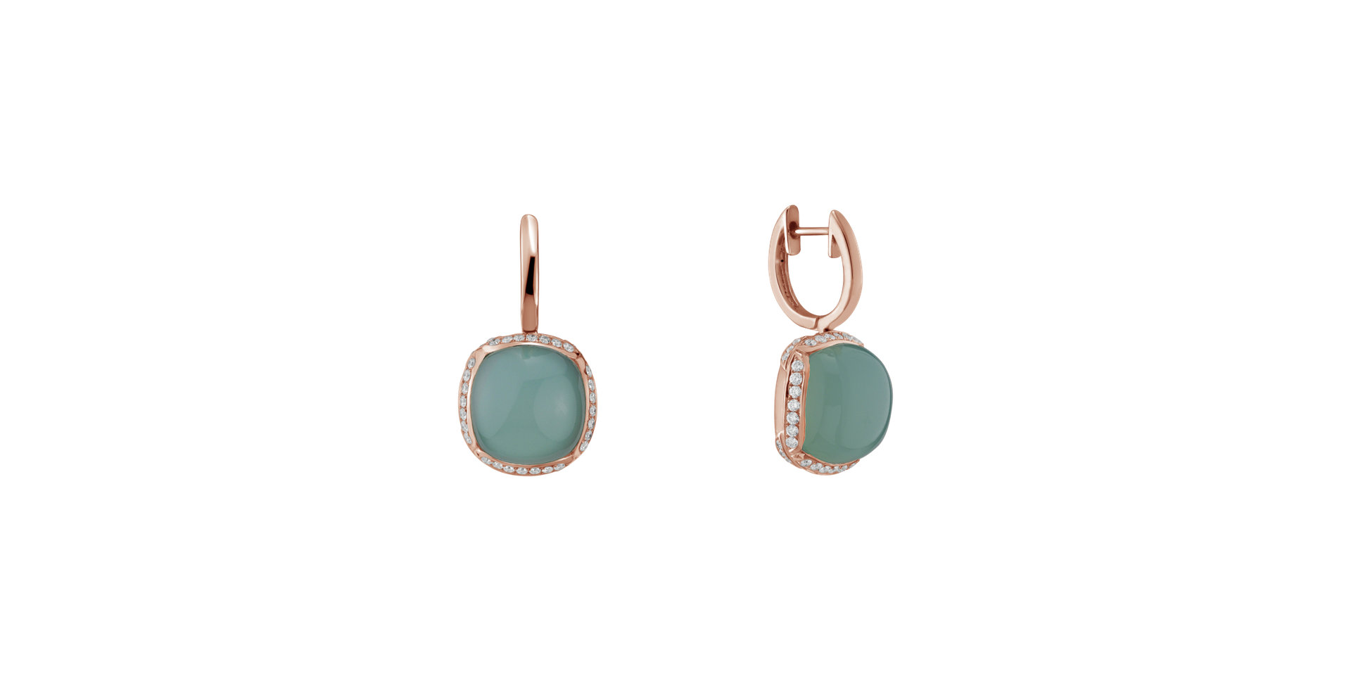 Diamond earrings with Chalcedony Mystic Drop