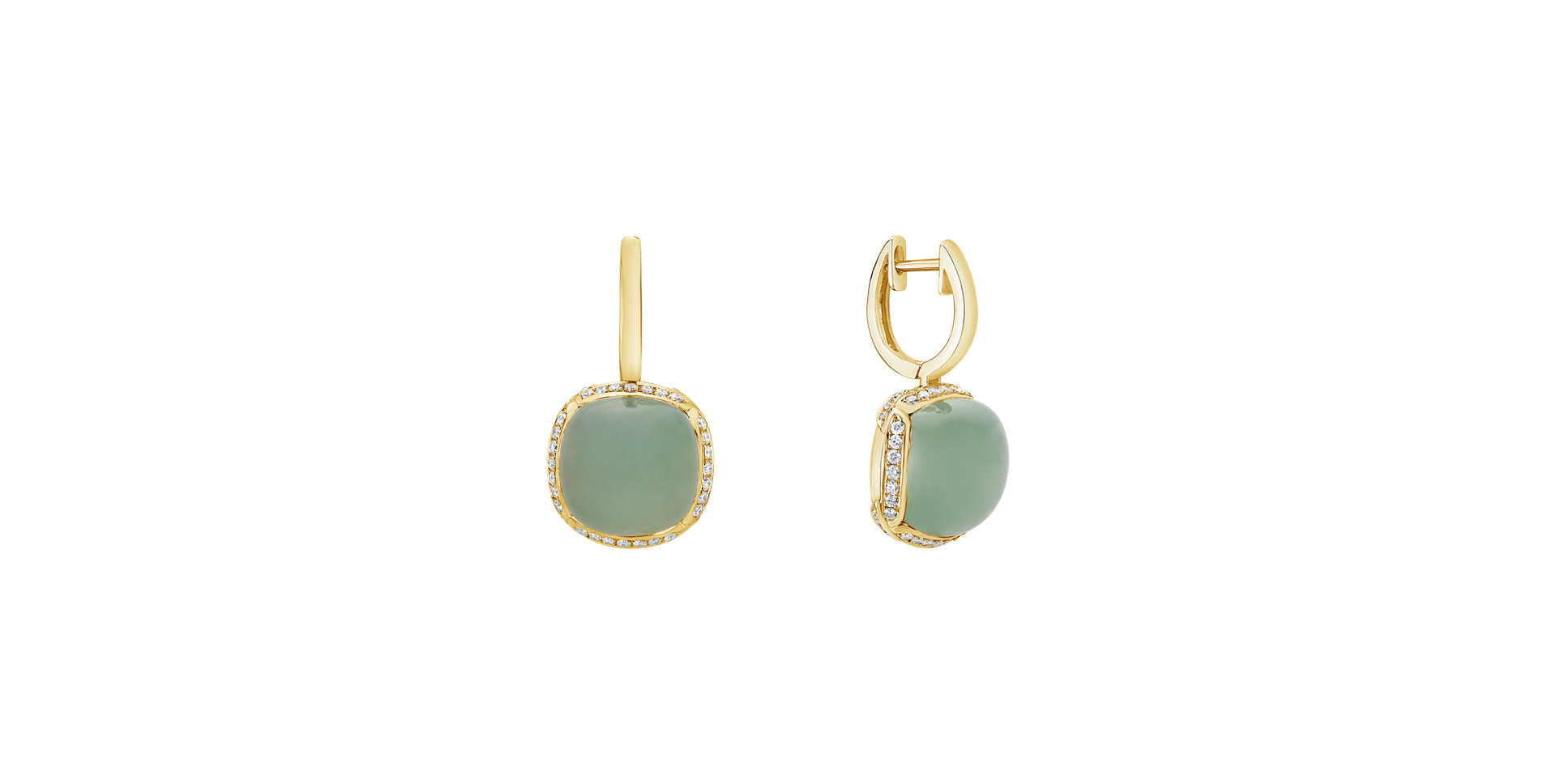 Diamond earrings with Chalcedony Mystic Drop