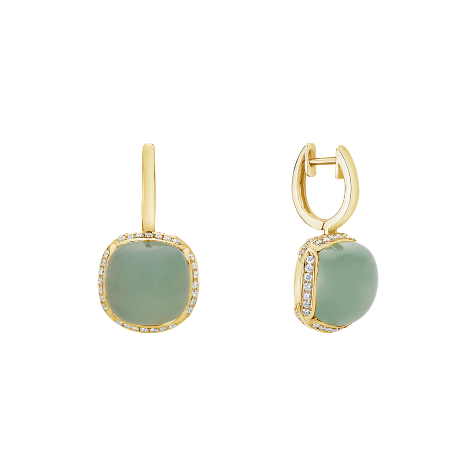 Diamond earrings with Chalcedony Mystic Drop