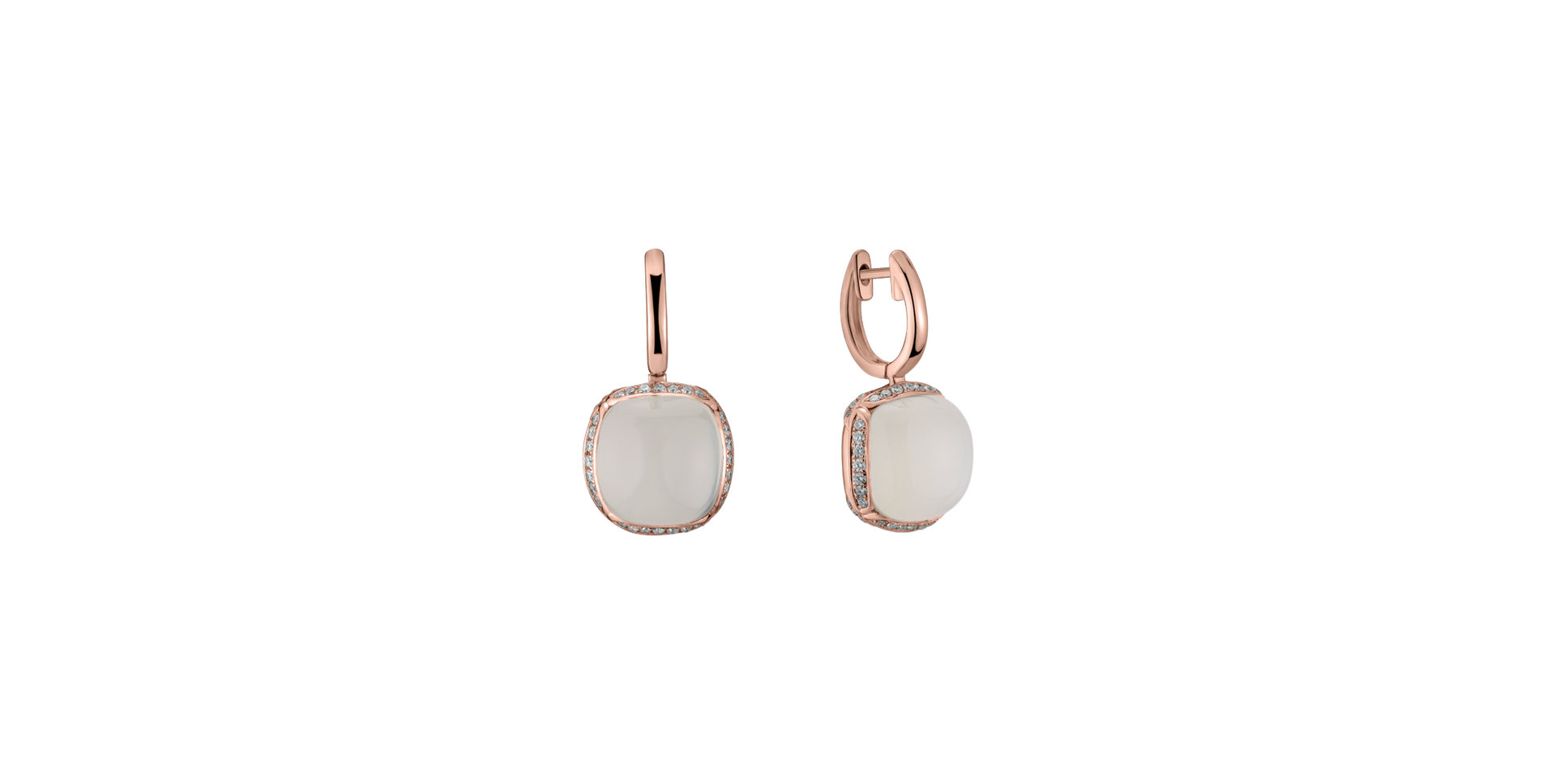 Diamond earrings with Moonstone Mystic Drop