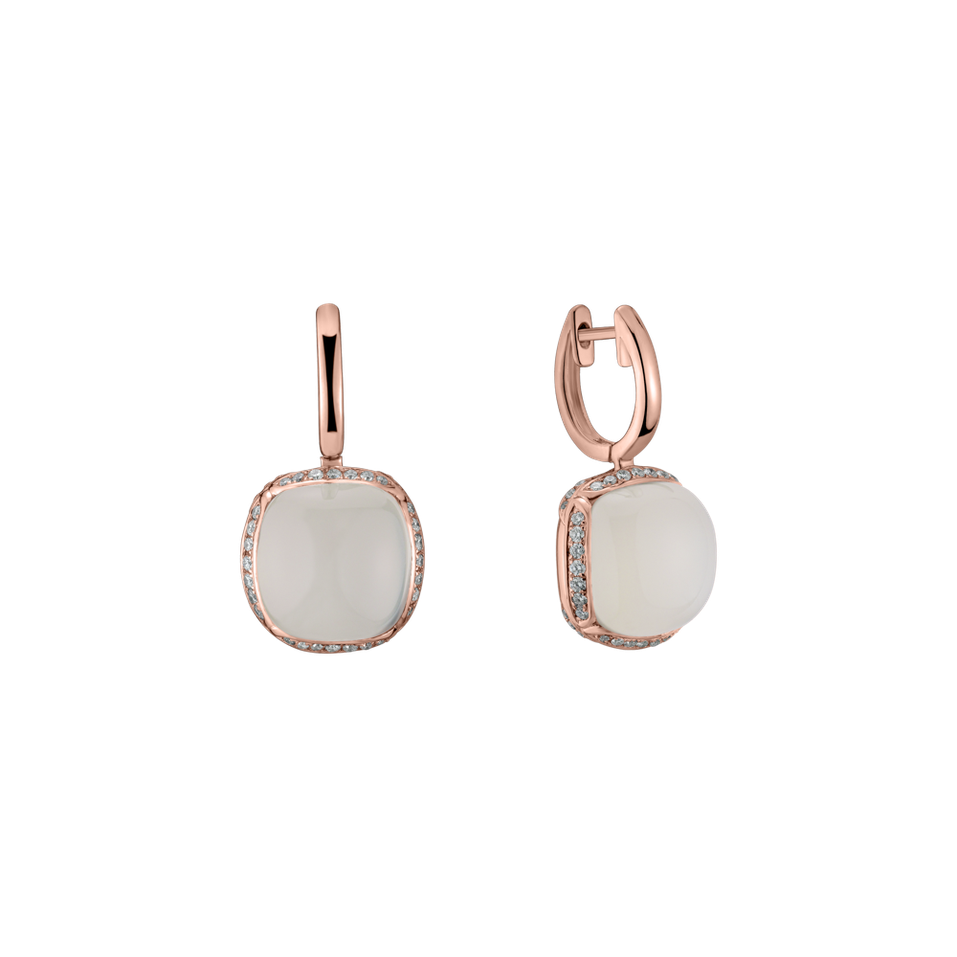 Diamond earrings with Moonstone Mystic Drop
