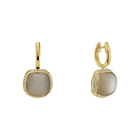 Diamond earrings with Moonstone Mystic Drop