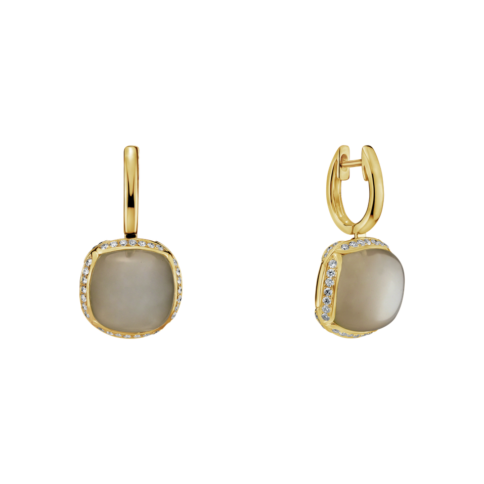 Diamond earrings with Moonstone Mystic Drop
