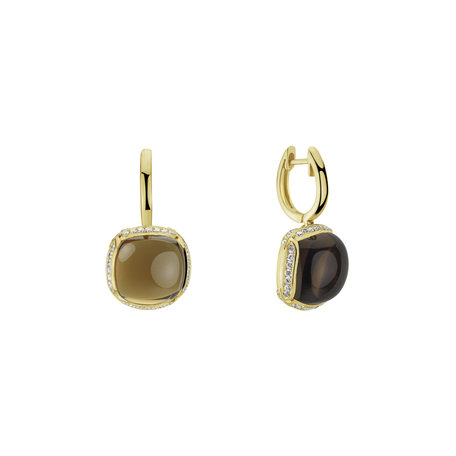 Diamond earrings with Quartz Mystic Drop