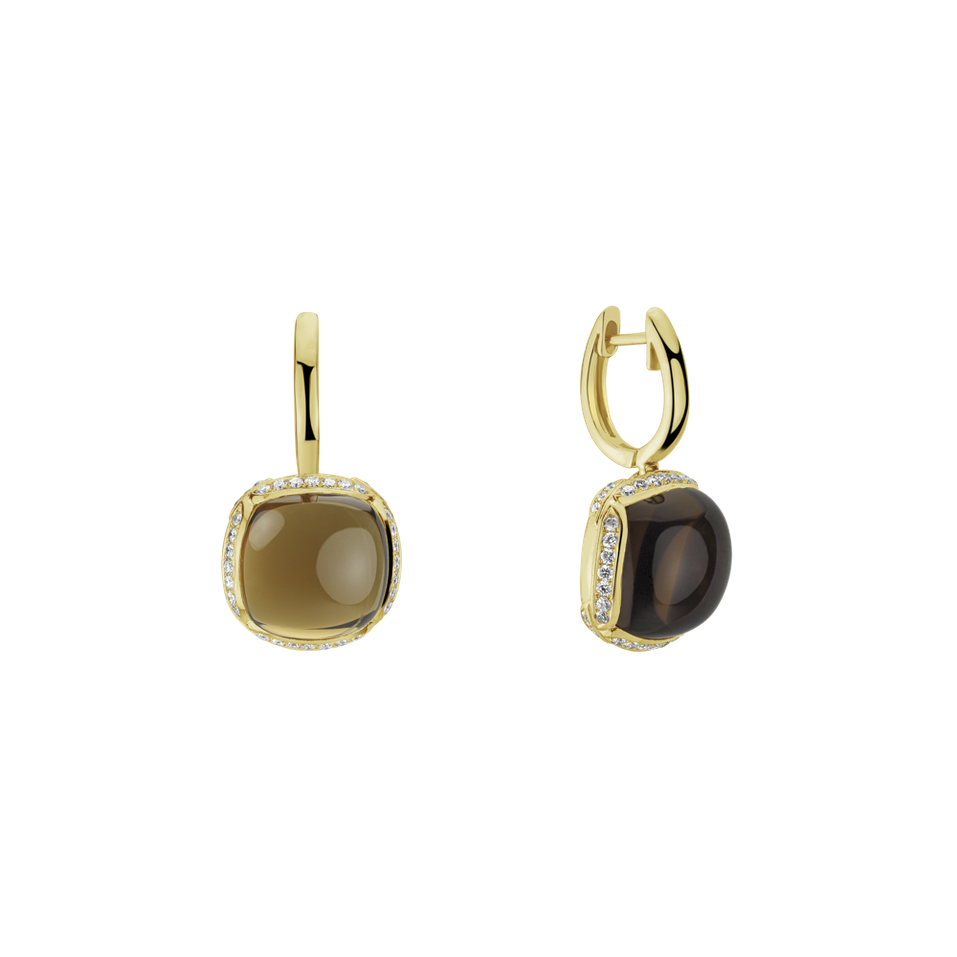 Diamond earrings with Quartz Mystic Drop