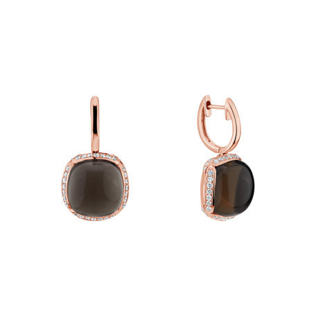 Diamond earrings with Quartz Mystic Drop