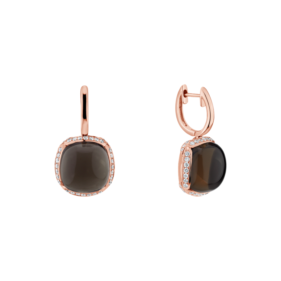 Diamond earrings with Quartz Mystic Drop