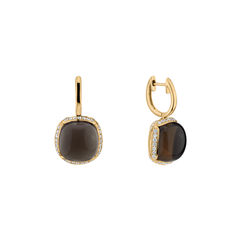 Diamond earrings with Quartz Mystic Drop