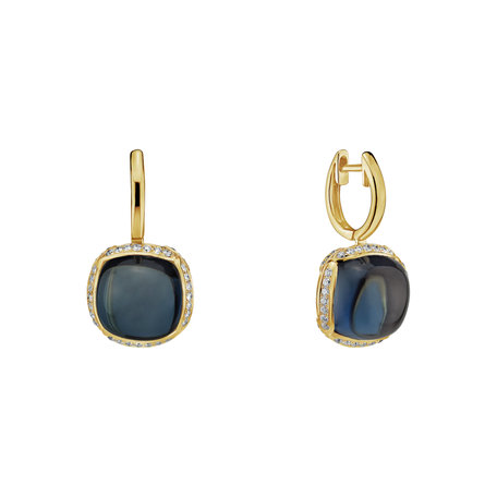 Diamond earrings with Topaz Mystic Drop