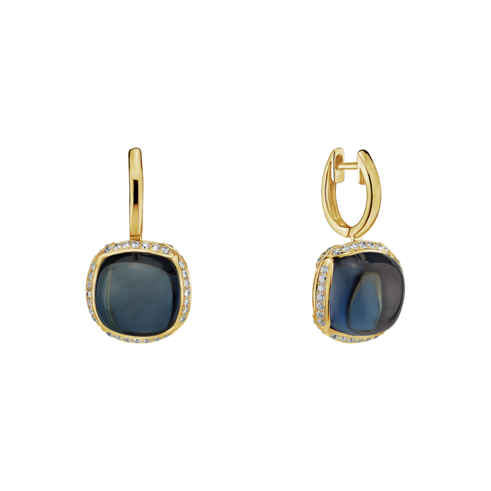 Diamond earrings with Topaz Mystic Drop