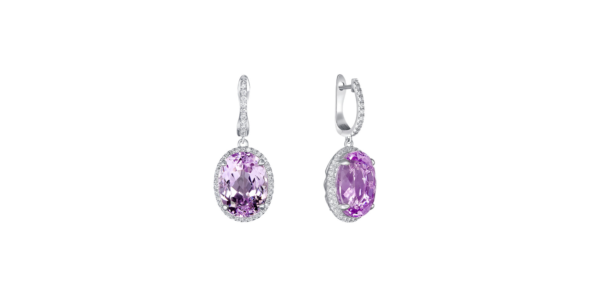 Diamond earrings with Kunzite Graceful Delight