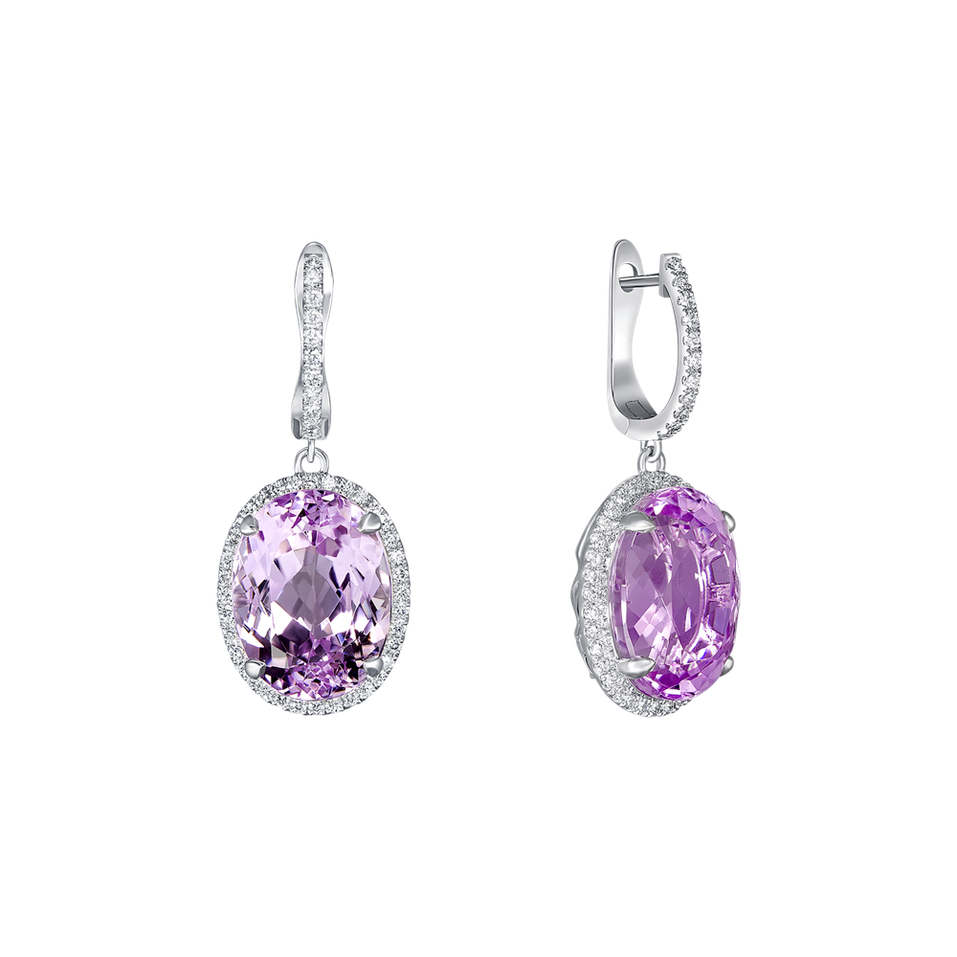 Diamond earrings with Kunzite Graceful Delight