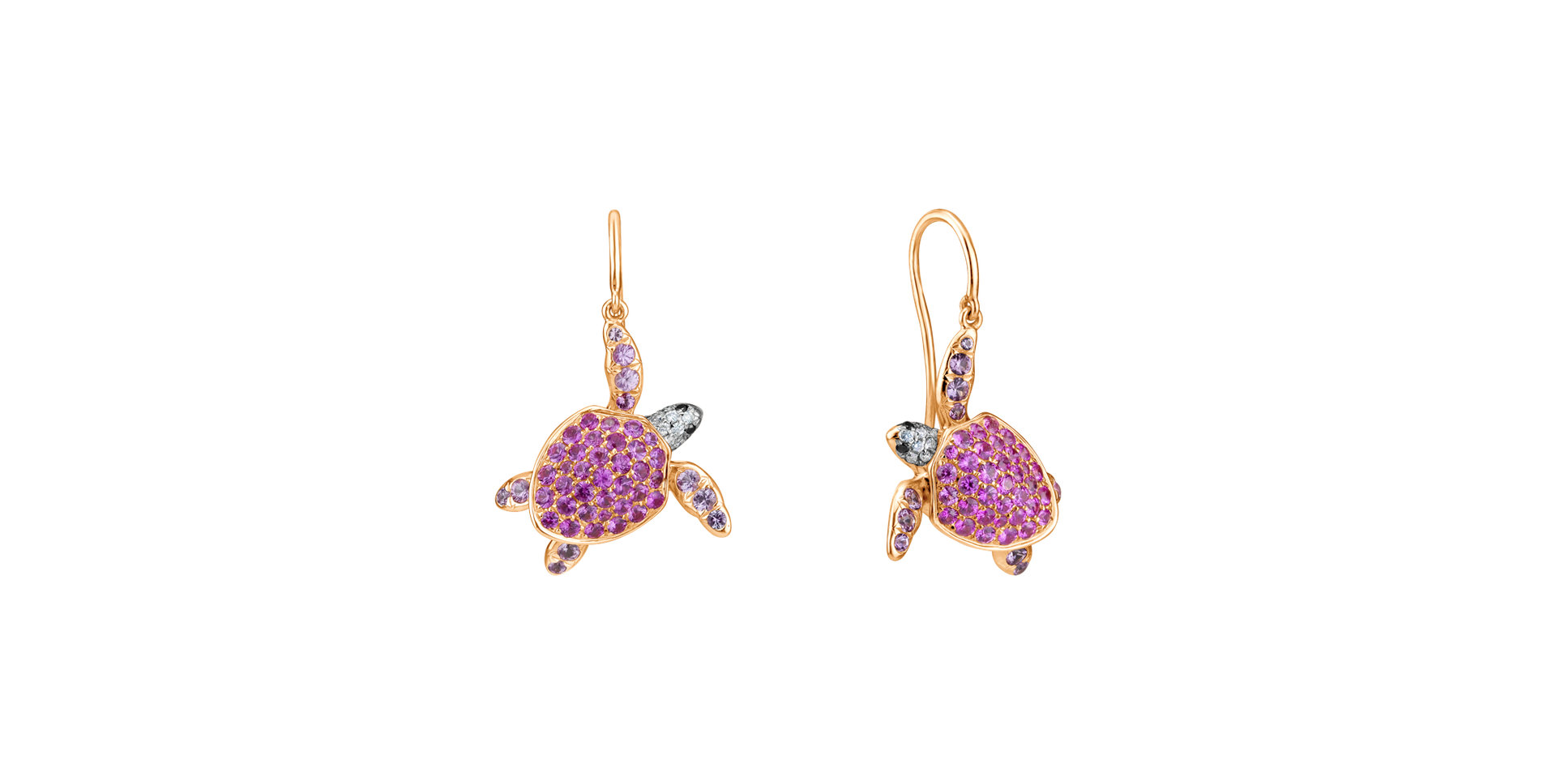 Diamond earrings and Sapphire Magical Turtle
