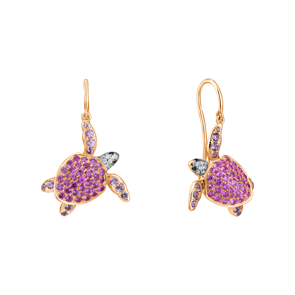 Diamond earrings and Sapphire Magical Turtle
