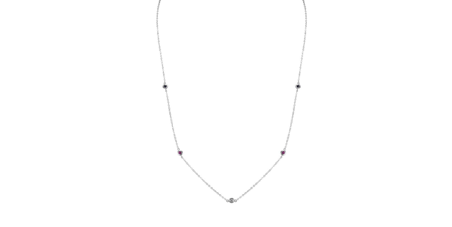 Diamond necklace with Sapphire and Ruby Dots